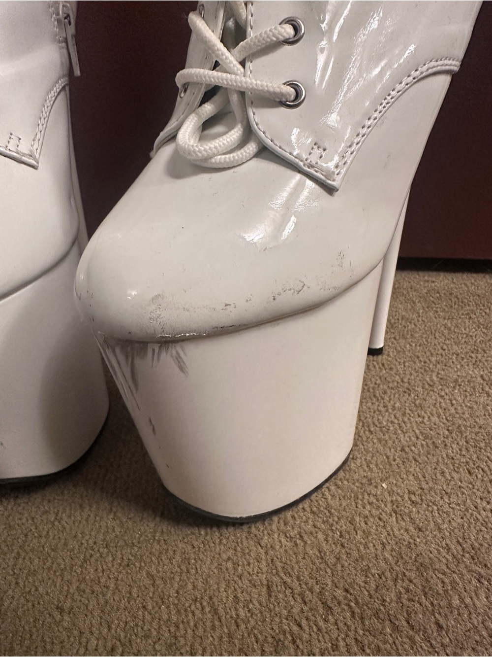 Pleasers Flamingos White Lace-Up Platform Ankle Boots - Women's High Heel Boots - Picture 7 of 8